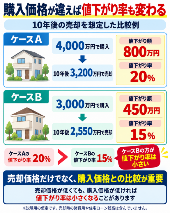 購入価格で変わる値下がり率