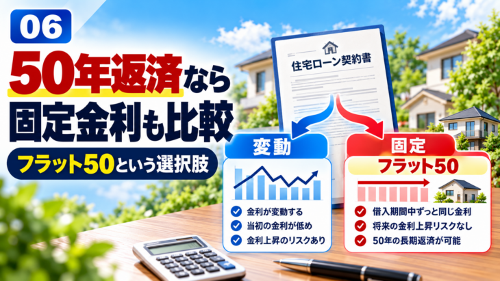 50年住宅ローンで比較したい全期間固定金利とフラット50