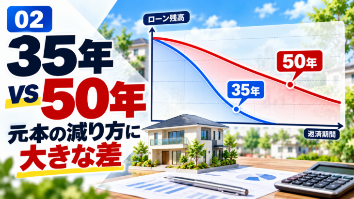 35年住宅ローンと50年住宅ローンの返済比較