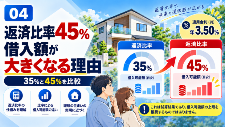 イオン銀行の返済比率と住宅ローン借入可能額を解説するイメージ