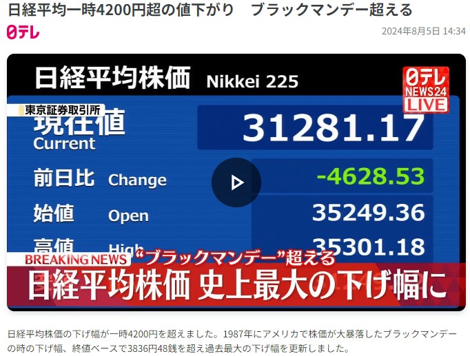 S003_日テレNEWS　株価暴落