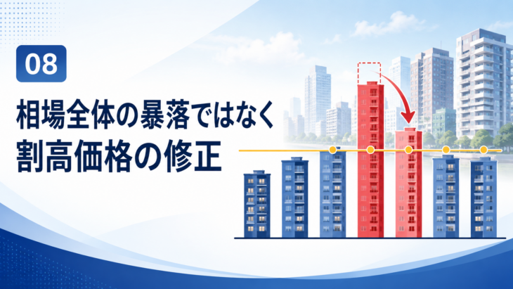 マンション相場全体の暴落ではなく割高価格の修正