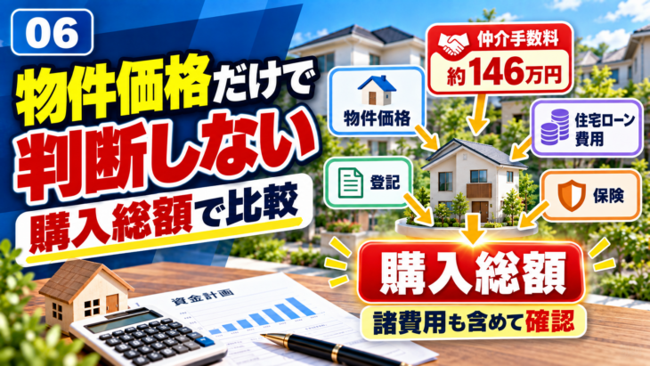 新築一戸建ての物件価格と仲介手数料など購入総額の比較
