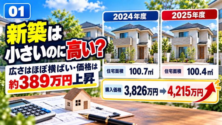 2024年度と2025年度の建売住宅の面積と購入価格を比較