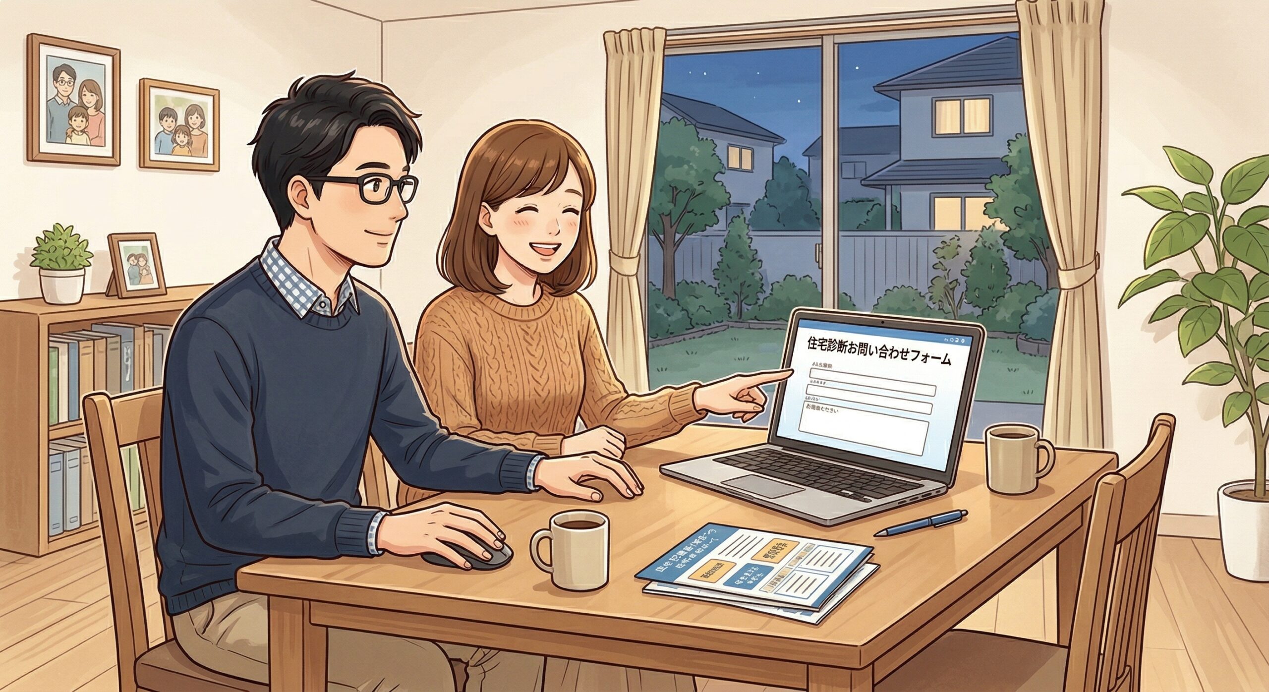 ウェブフォームから新築一戸建ての住宅診断や物件調査に関する無料相談を気軽に行っているイメージ画像