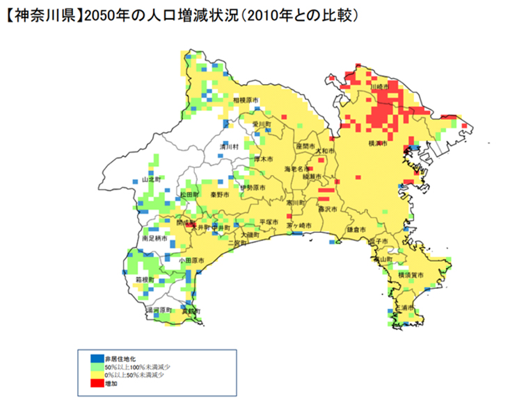 神奈川県人口分布図