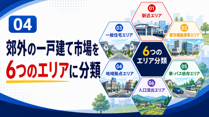 郊外の一戸建て市場を6つのエリア別に比較