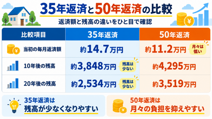 35年返済と50年返済の比較