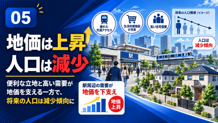 千葉県で地価上昇と人口減少が同時に見られる地域ランキングのイメージ