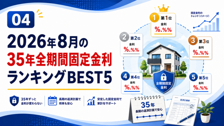 2026年8月の35年全期間固定住宅ローン金利ランキングBEST5