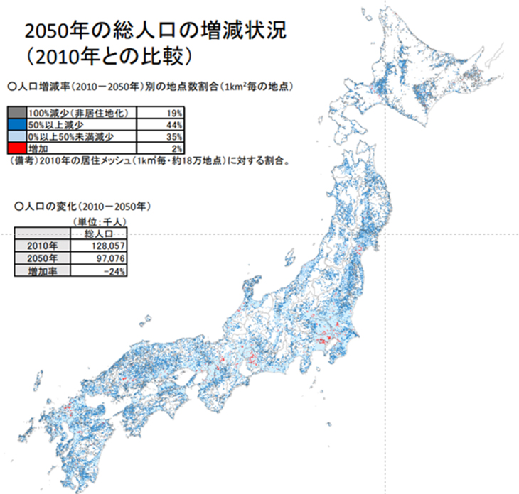 日本人口分布図