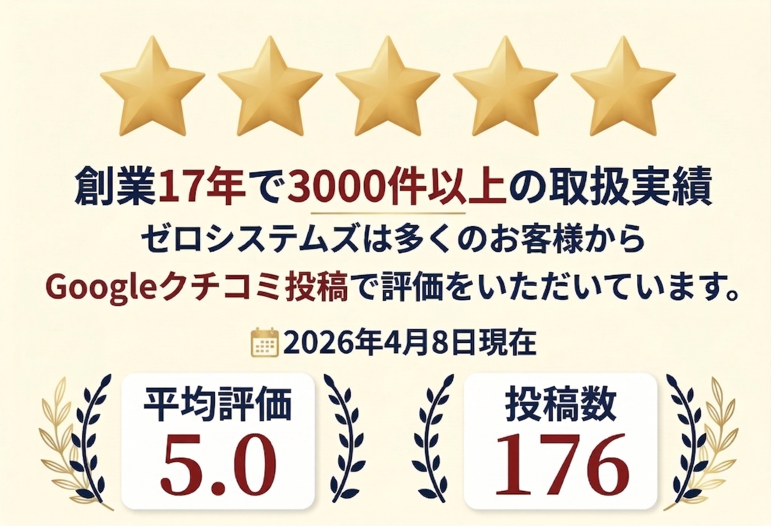 Googleクチコミ評価で5つ星