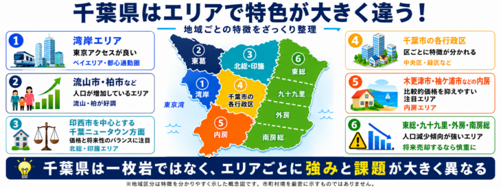 千葉県の地域別特徴と地価・人口動向