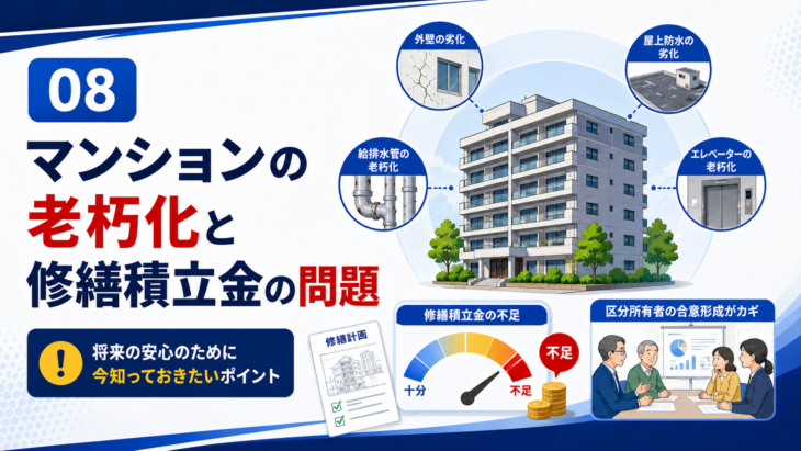 マンションの老朽化と修繕積立金不足や住民高齢化